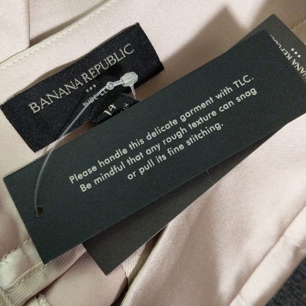 NWT Banana Republic Factory Silky pleated Wide leg pants oyster pearl size 14 - Picture 9 of 12